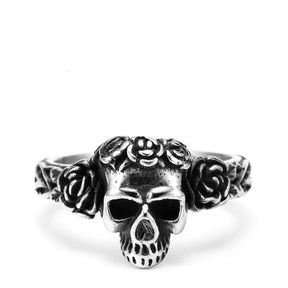 Aliança Skull Rose Aço Inox