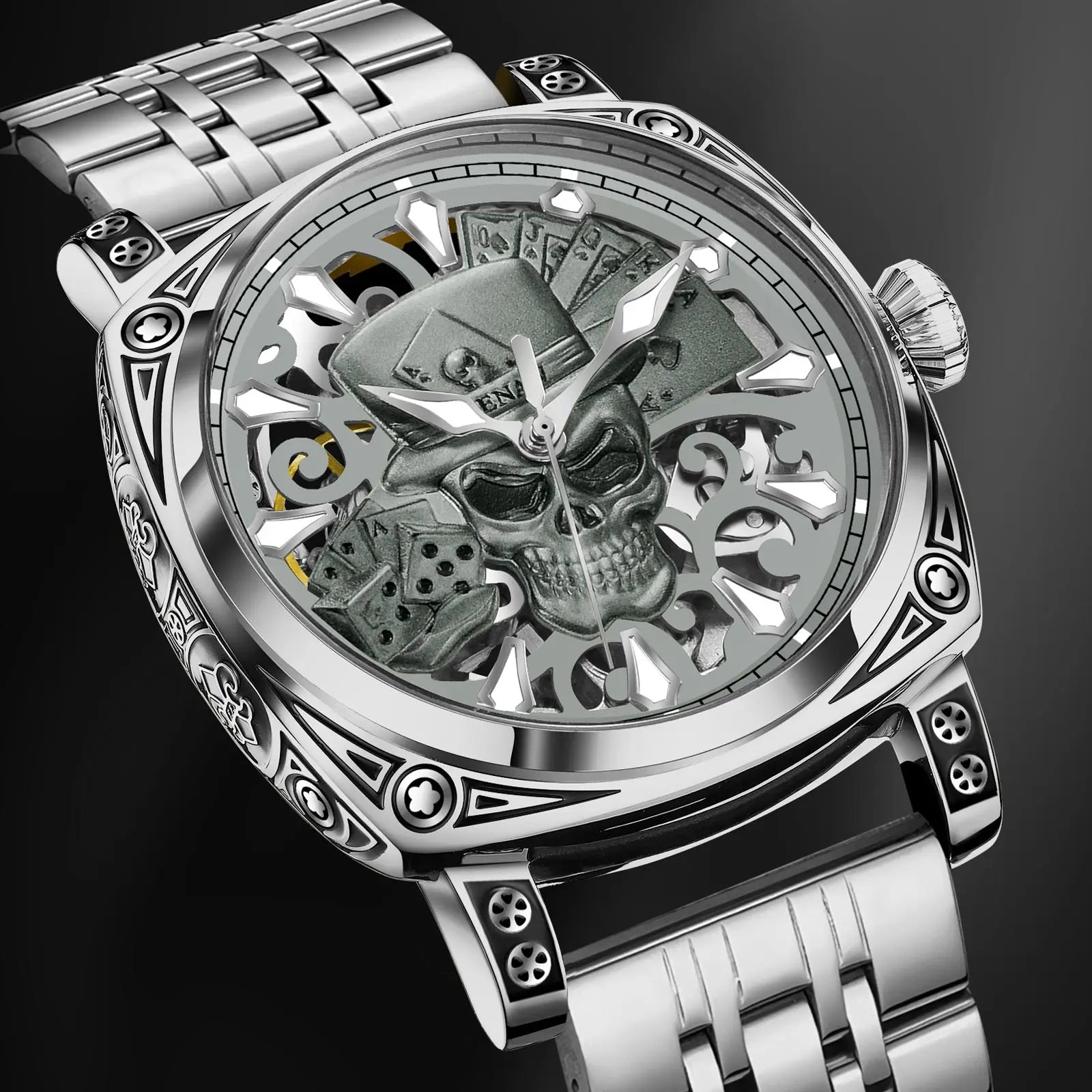 Relógio Skull Automático Aço Inoxidável