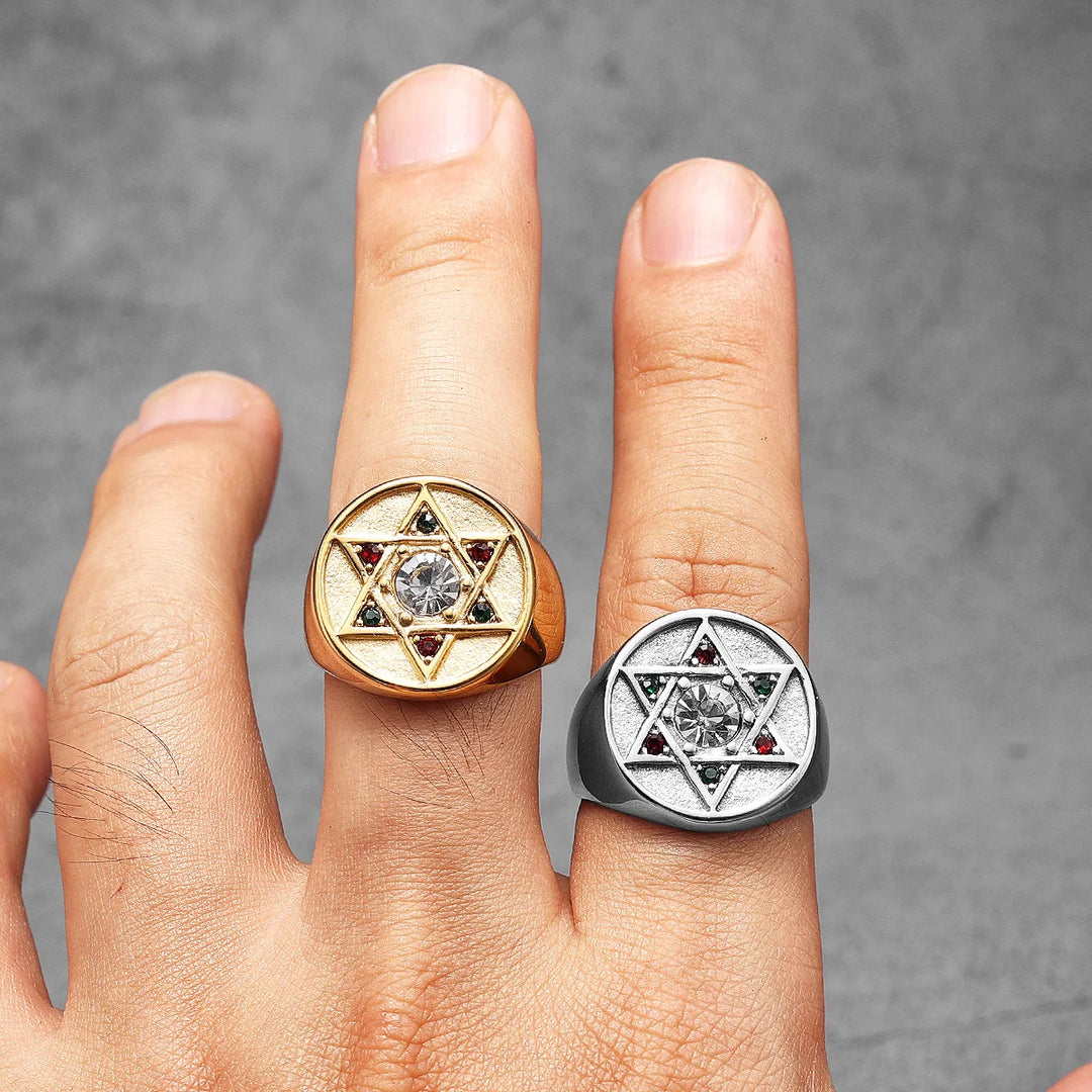 Anel Estrela Davi Pedras Shiny - Rocktude