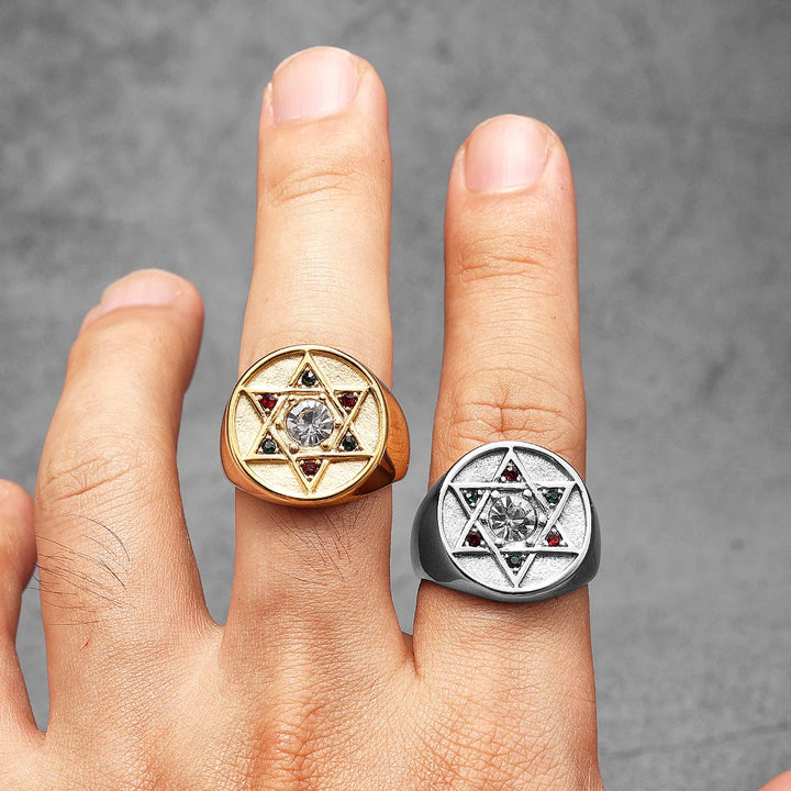 Anel Estrela Davi Pedras Shiny - Rocktude