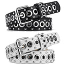 Cinto Couro Feminino Punk Holes