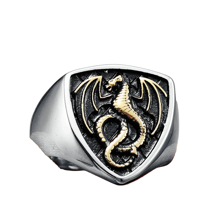 Anel Dragon Shield Aço Inox
