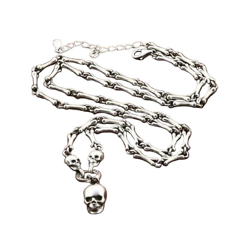 Colar Pingente Caveira Prata S925 - Rocktude