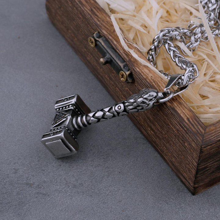 Colar Pingente Martelo de Thor Norueguês Aço Inox - Rocktude