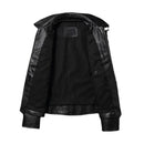 Jaqueta de Couro Lisa Masculina Preta Rocktude - Lateral