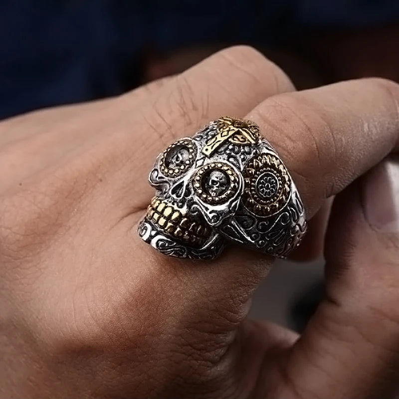 Anel caveira mexicana aço inox | Rocktude