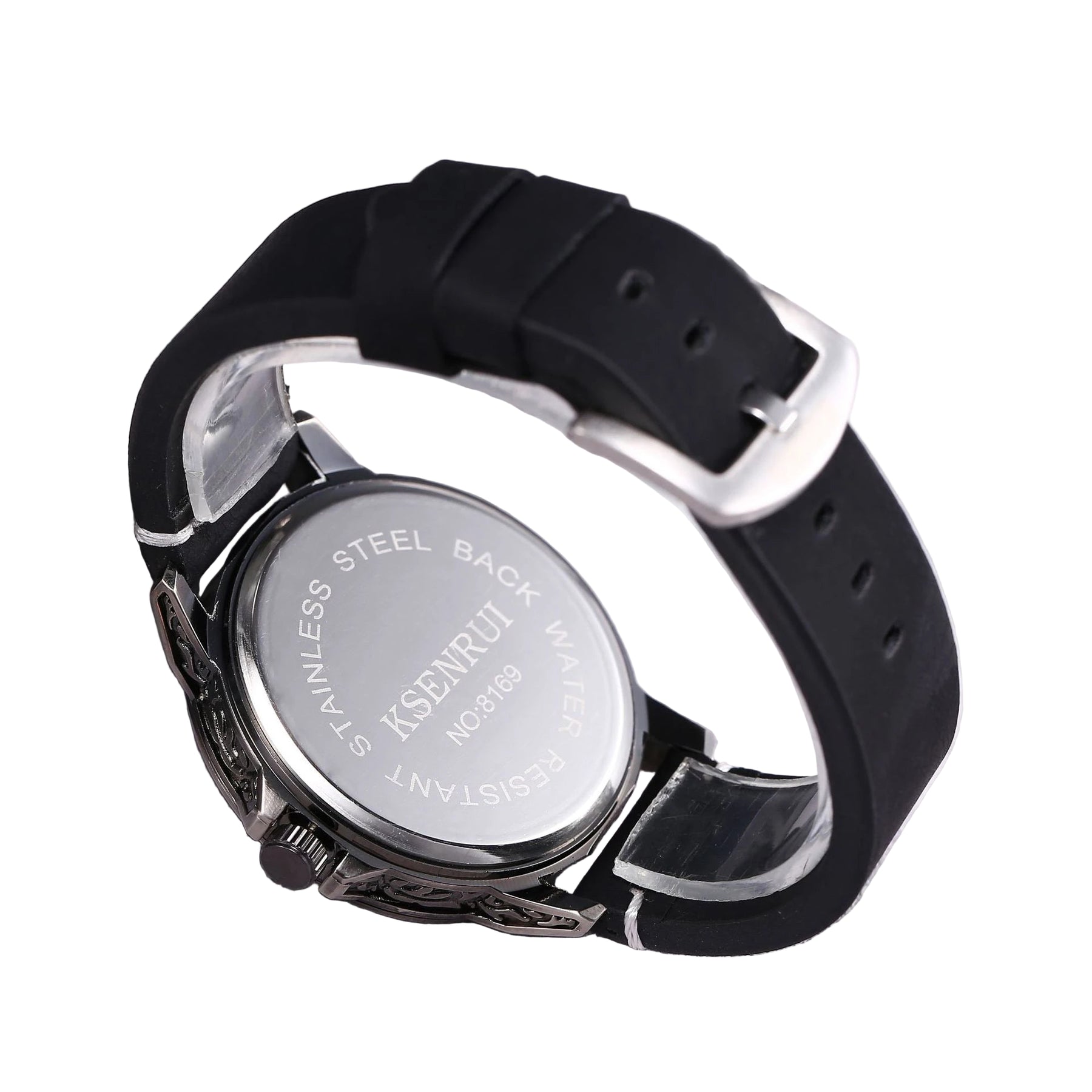 Relógio Skull Quartz Pulseira de Couro