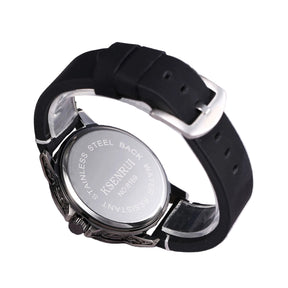 Relógio Skull Quartz Pulseira de Couro