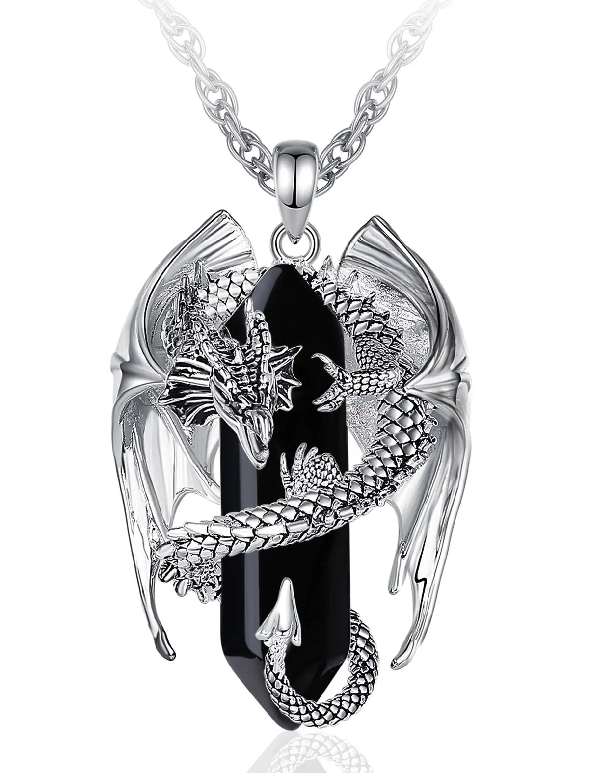 Colar Cristal Pingente Dragão Aço Inoxidável