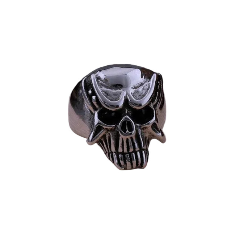 Anel Caveira Samurai Vintage Aço Inox | Rocktude