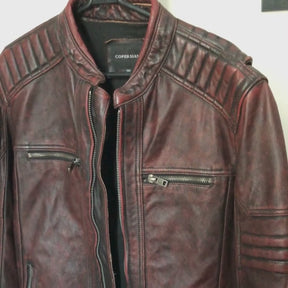 Jaqueta Couro Motorcycle Marrom Retrô