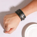 Pulseira Bracelete de Couro Punk - Rocktude