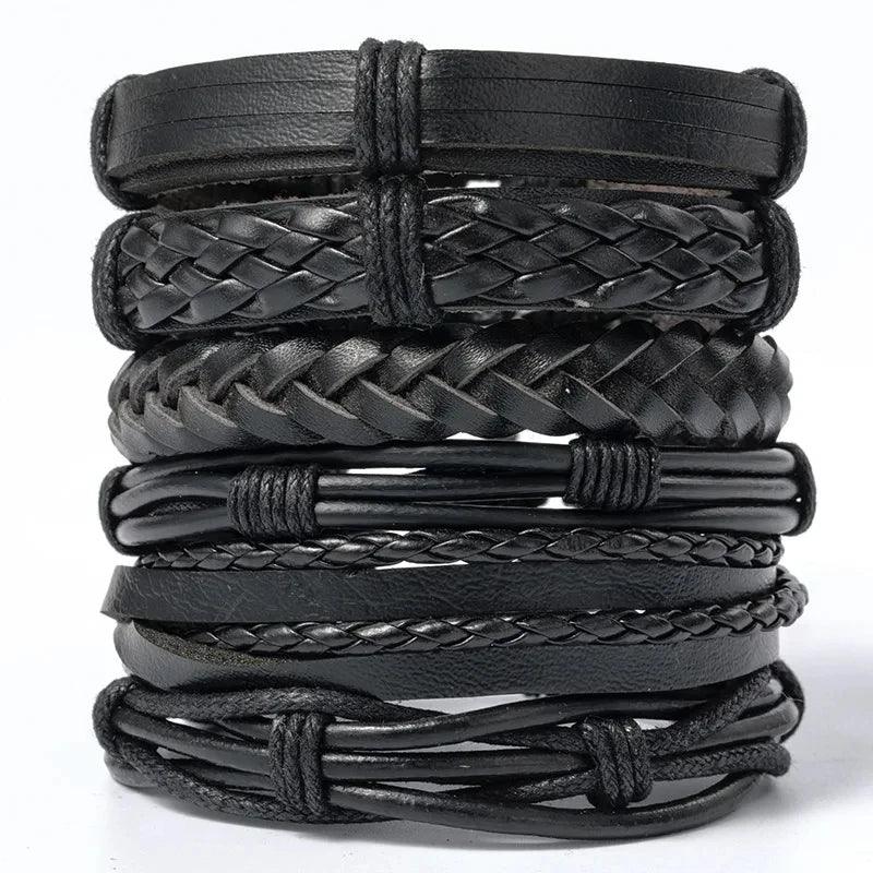 Pulseira Bracelete de Couro Pop Star 6 Peças - Rocktude