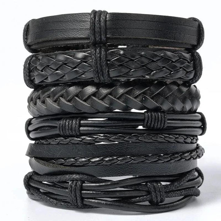 Pulseira Bracelete de Couro Pop Star 6 Peças - Rocktude