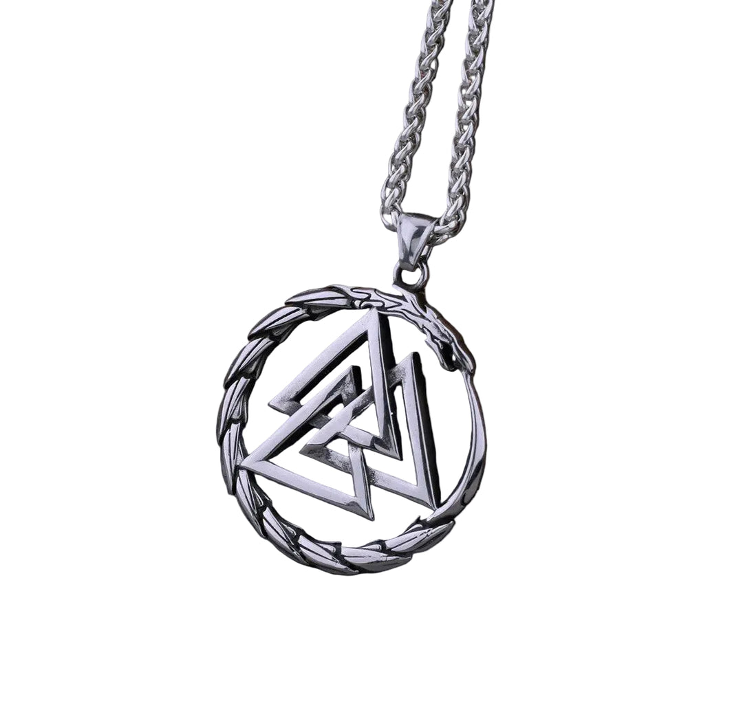 Colar Dragão Devorador Valknut Aço Inox - Rocktude